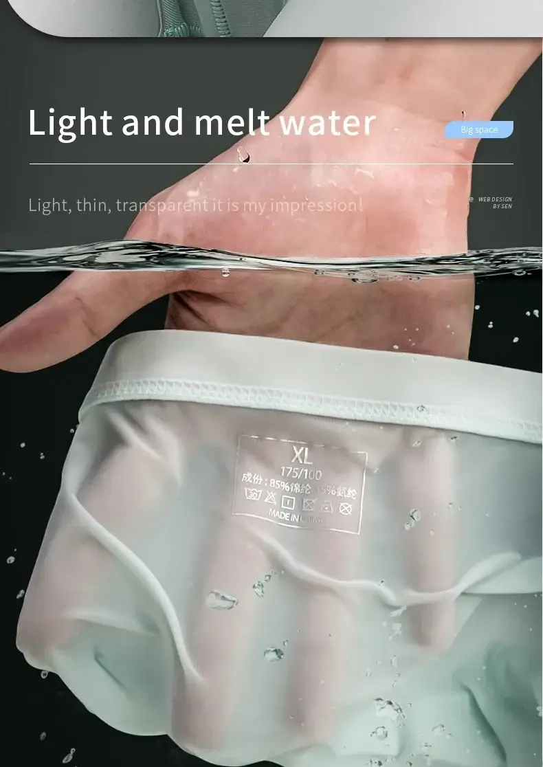 1PCS männer Low-Taille Eis Seide Unterwäsche Sommer Charme Dreieckige Hosen Individualität Bequeme Atmungsaktive männer Unterhose — image 8