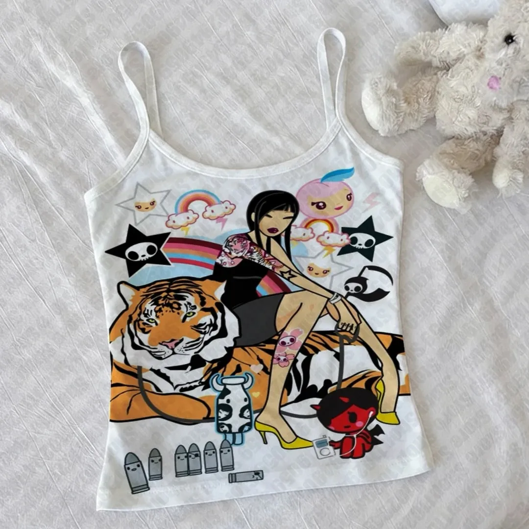 Crop Top Women Aesthetic Trashy Y2k 2000s Tops With Suspenders Emo Gothic Clothes Women Woman Clothing Women's Corset Harajuku