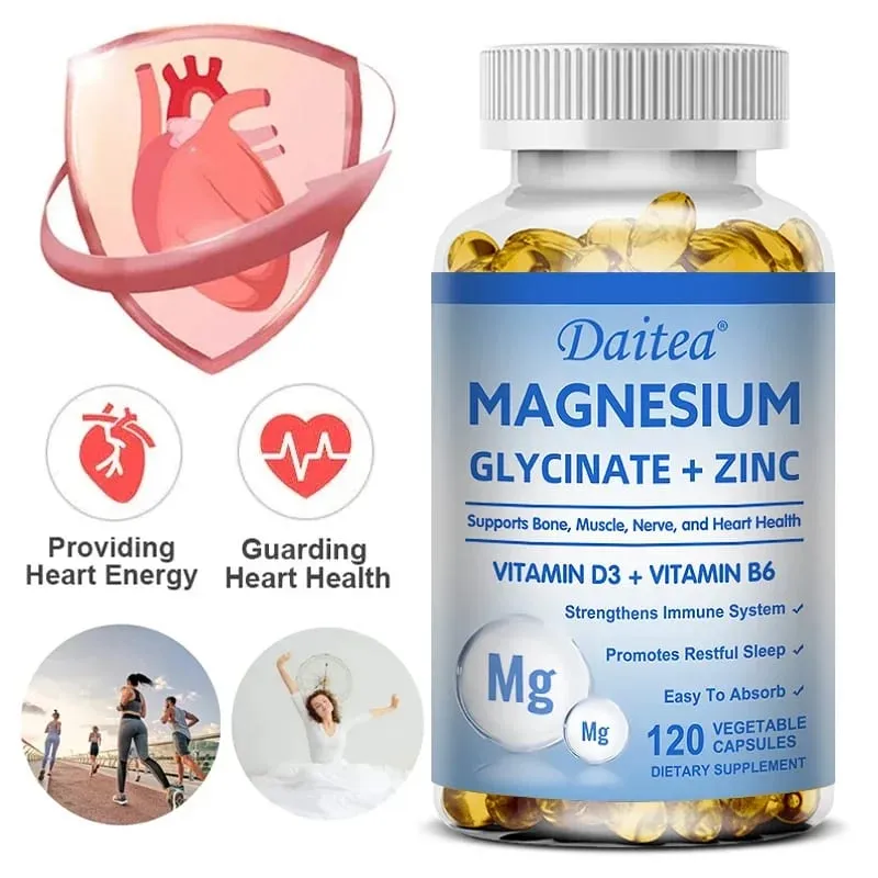 Daitea Magnesium Glycinate & Zinc Dietary Supplement - Bone Nerve Immune Support - Suitable for Men and Women