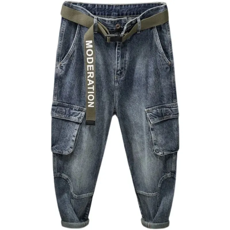2023 Spring and Autumn New Classic Fashion With Solid Color Cargo Jeans Men Casual Loose Comfortable High Quality Pants 28-36 — image 6