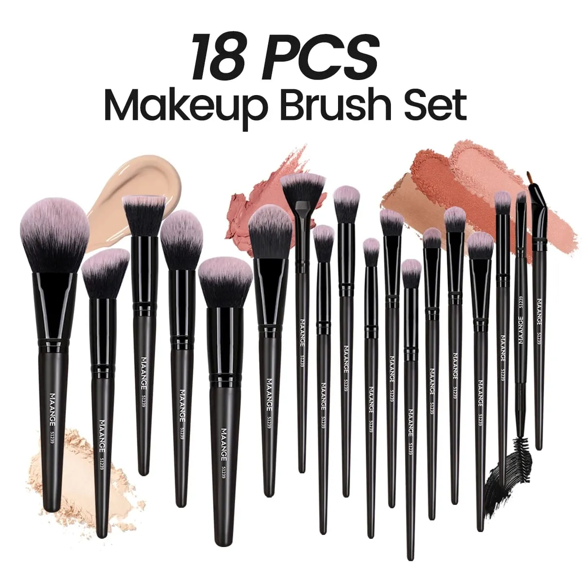 18PCS Professional Makeup Brushes Set with 1PCS Powder Puff Soft Detail Foundation Contour Blush Brush Beauty Tools — image 2