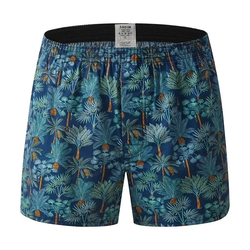 Men Underwear Boxers Shorts Cotton Sleep Underpants High Quality Brands Short Printed Loose Comfortable Homewear Men's Panties