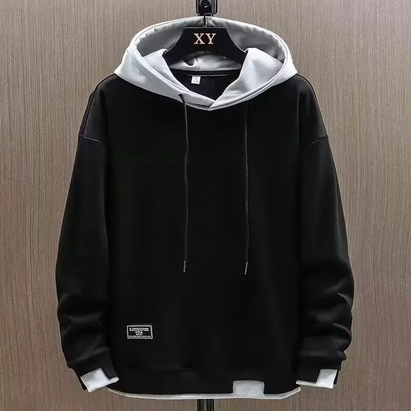 2025 herbst Männer Hoodies High Street Pullover Langarm Patchwork Sweatshirt Männer Mode Streetwear Hoodie Harajuku — image 1