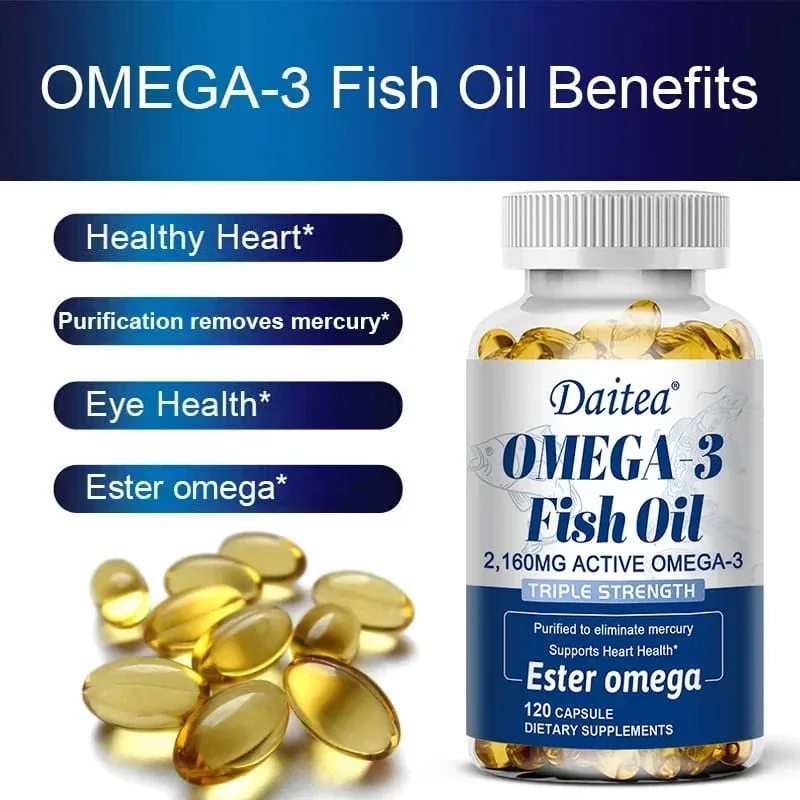 Daitea Fish Oil Capsule 2160mg Supplement Rich in DHA & EPA Cognitive Core Health Immune Support Non-GMO — image 2
