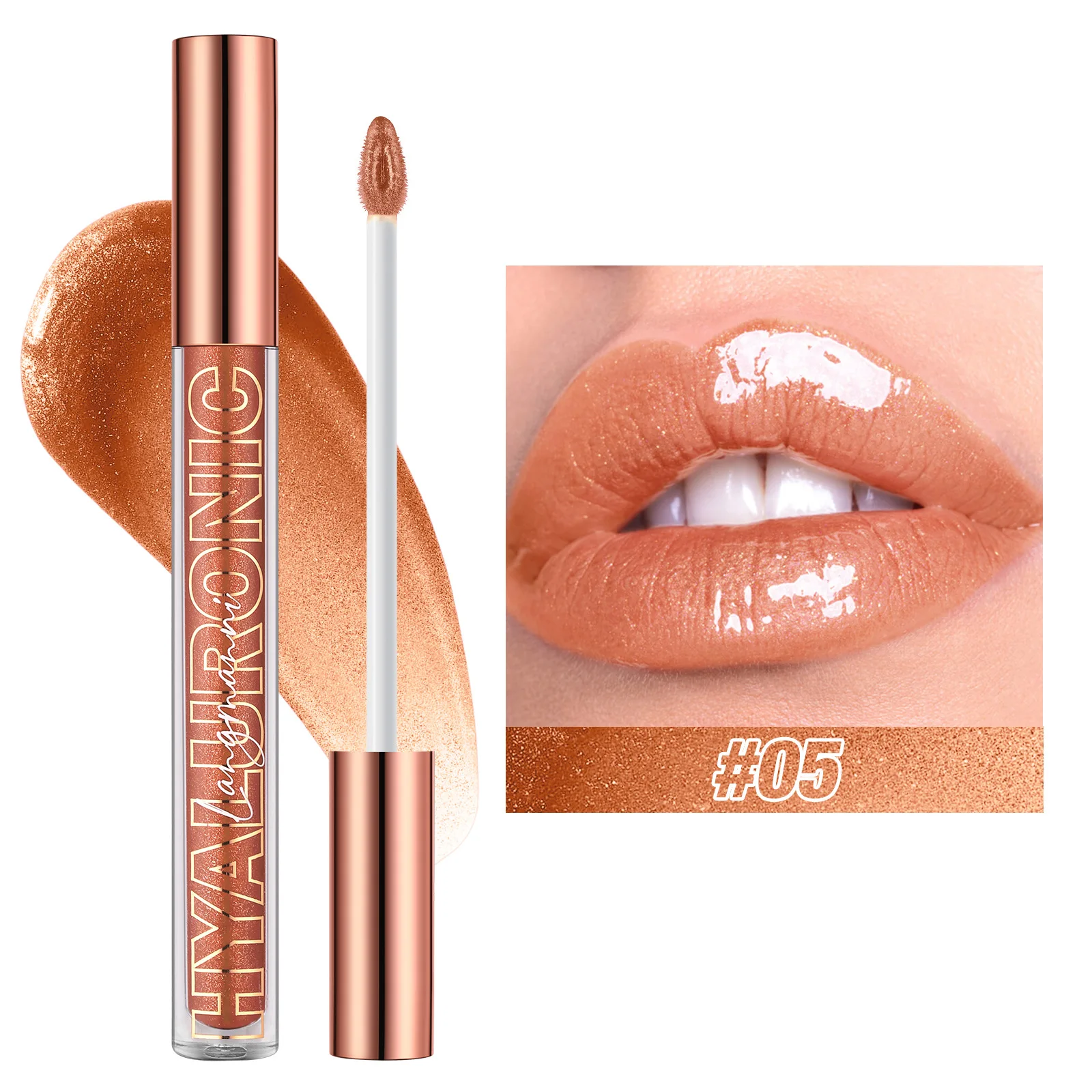 Pearlescent Glitter Plumping Lip Gloss Diamond Glitter Nude Pink Liquid Lipstick Shiny Glass Waterproof Sexy Lip Tint Lip Makeup — image 11