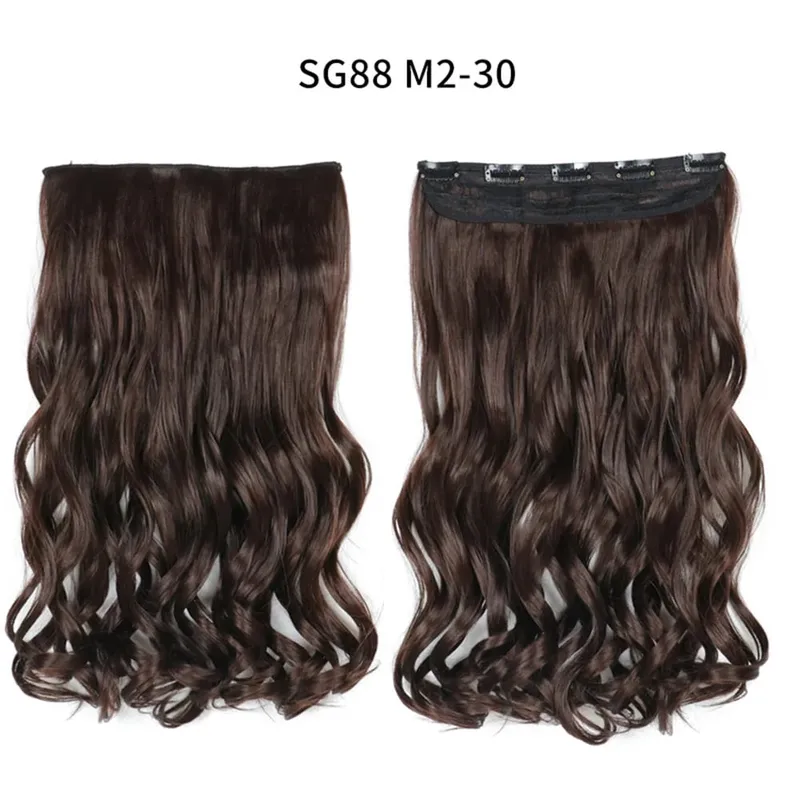 Long Straight Curly One Piece 5clips Clip-in Extensions 22Inch Heat Resistant Hairstyles Colour Mix Blonde Hair Piece For Women — image 24