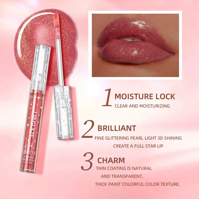 9Pcs/Sets Glitter Lip Glaze Liquid Lipstick Set Shine Lip Gloss Gift Box Natural Moisturizer Waterproof Lips Makeup For Women — image 5