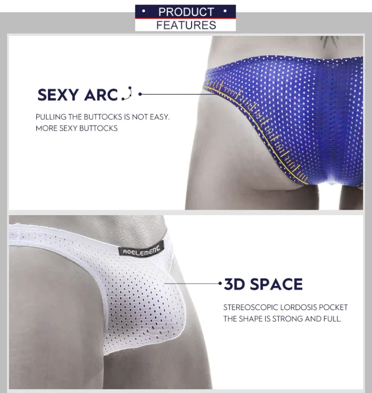 2PCS Tight ice silk transparent briefs men's small briefs mesh eyes youth bottoms breathable — image 6