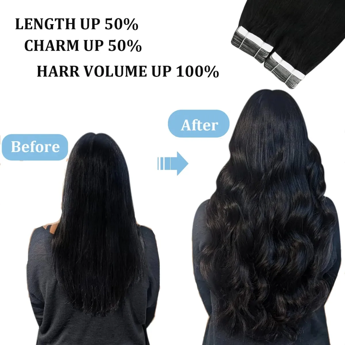 Tape In Human Hair Extensions Natural Straight Hair Extensions 1B Black Brown Blonde 100% Remy Skin Weft Adhesive Glue On — image 7