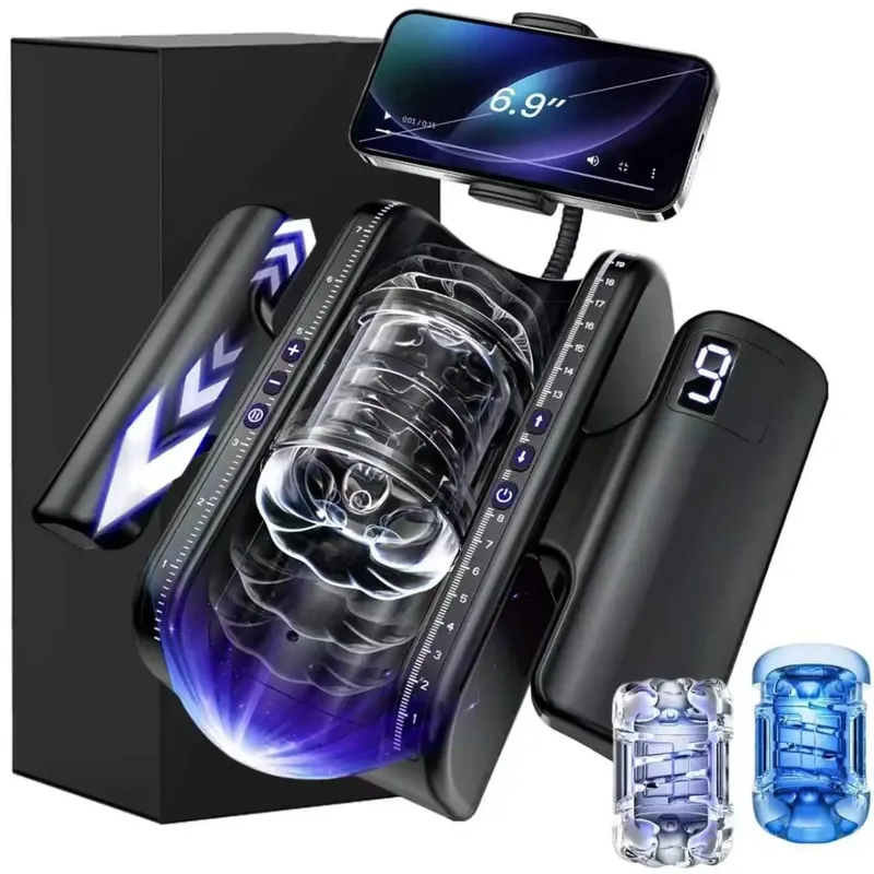 Thrusting High Speed Male Masturbator Machine Automatic Telescopic Masturbation Cup Handsfree Sex Toy For Men