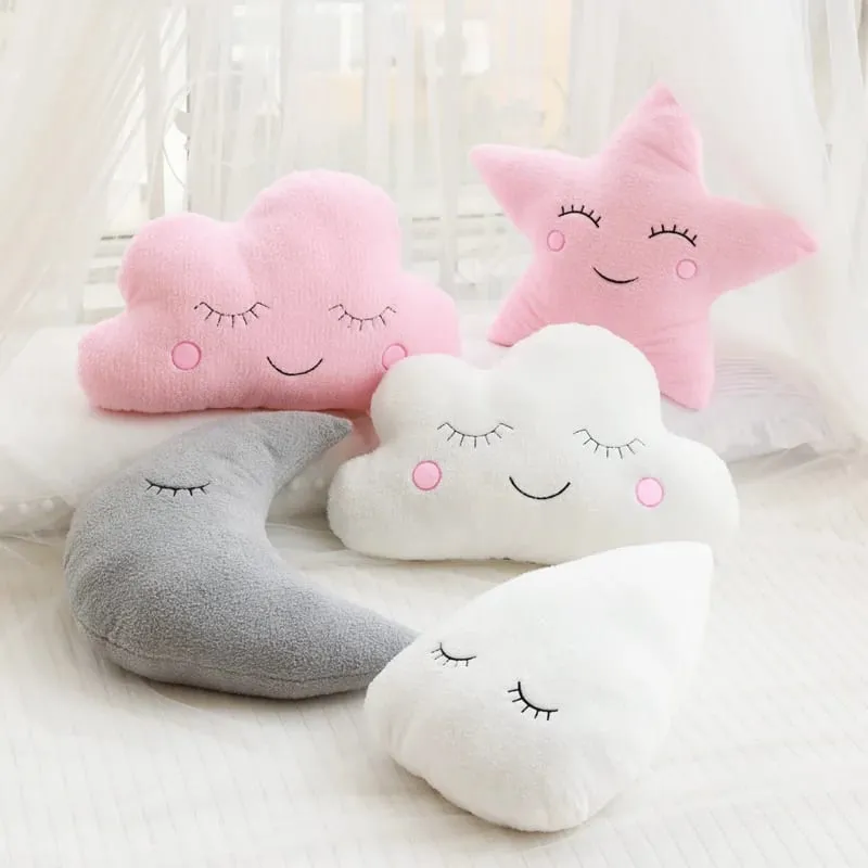 New Stuffed Cloud Moon Star Raindrop Plush Pillow Soft Cushion Toys For Children Baby Kids Girl Christmas Gift Room Car Decor — image 2