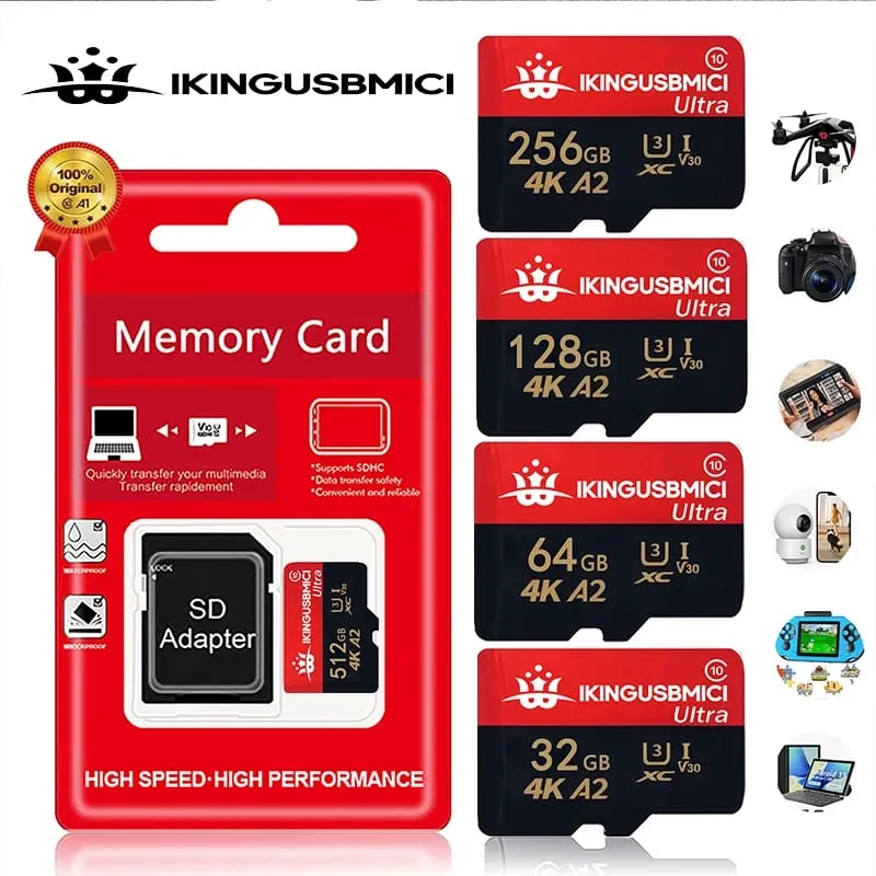 Hukommelse Pålidelig kvalitet 32/64/128/256/512 gb Mini Holdbar Smartphone Høj Micro Original 10 kort Flash Klasse Tf Kvalitet Hurtig U3 — image 1