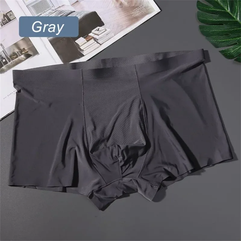 3PCS High Quality Men's Ice Silk Underwear Summer Thin Breathable Seamless Panties Sexy Male Underpants Plus Size