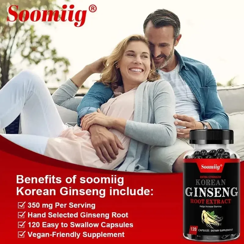 Strong Korean Ginseng 120 Vegetarian Capsules Energy Stamina & Focus + Memory & Mental Performance for Men and Women — image 3