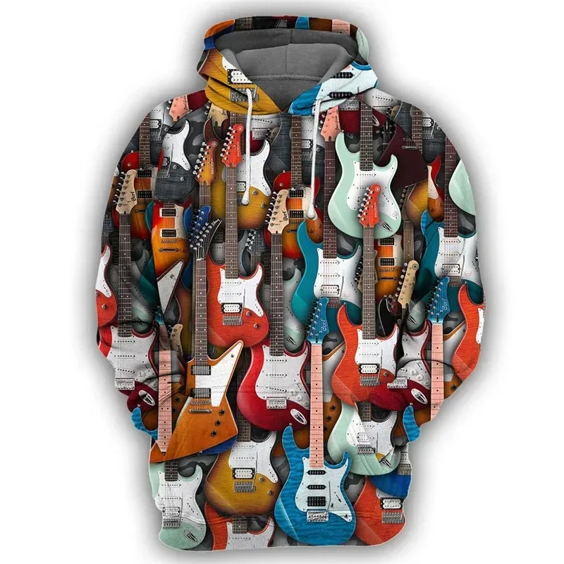 2024 Spring Autumn Men Women Hoodie Piano Guitar 3D Printed Pullover Fashion Long Sleeve Hooded Clothing Male Popular Streetwear — image 4