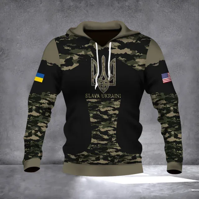 New Ukrainian national emblem Canada Flag Camo printed hoodies 3D Men Women casual pullover military hooded Sweatshirt clothing — image 27