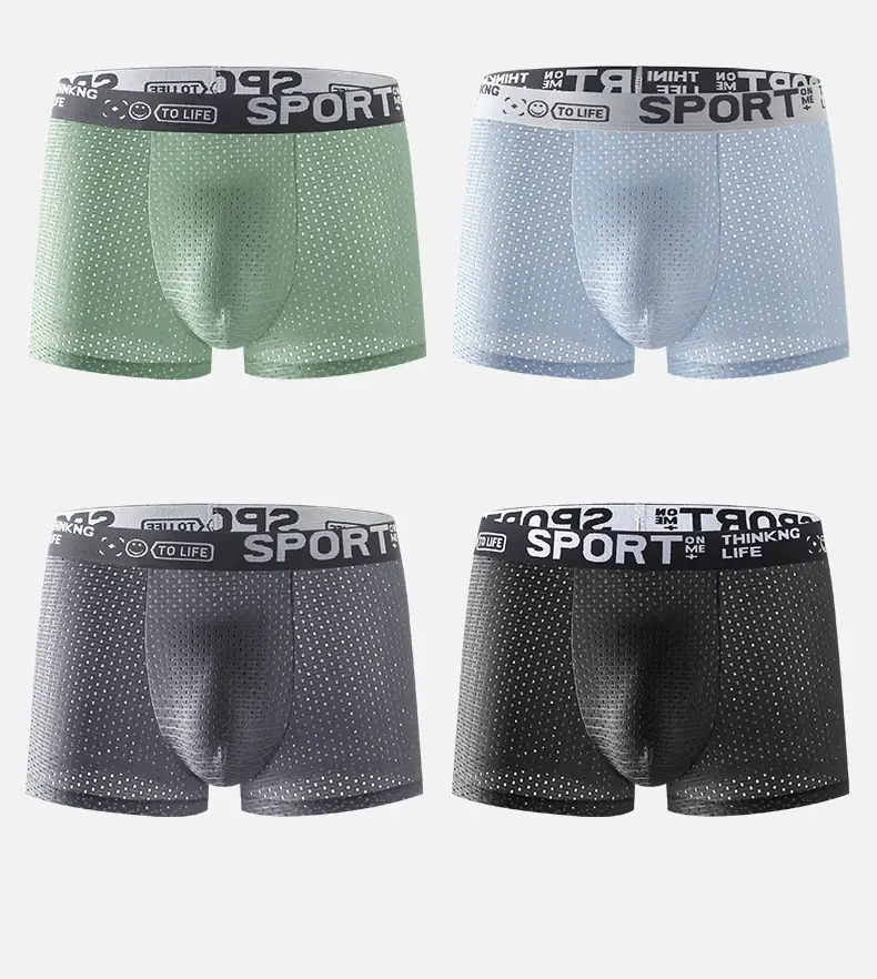 4pcs Summer Mesh Men Boxer Underwear Quick Dry Panties Man Boxer-briefs Breathable XL XXL 3XL 4XL Male Shorts Mens Undershorts — image 9