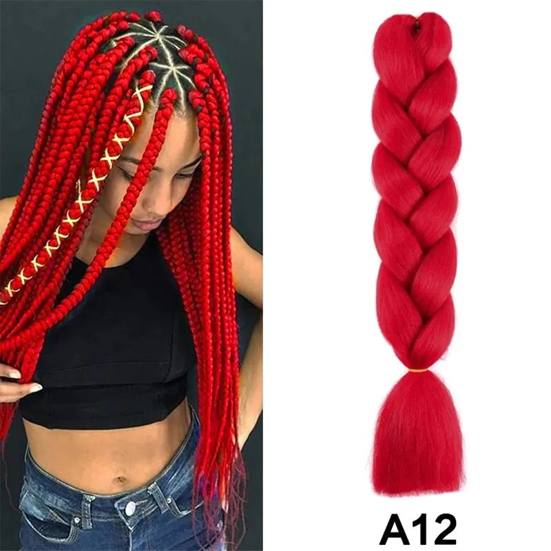 24 Inch Synthetic Jumbo Braid Pure And Ombre Braiding Hair Extensions For Women DIY Jumbo Hair Braids Black Green Gray Brown — image 18