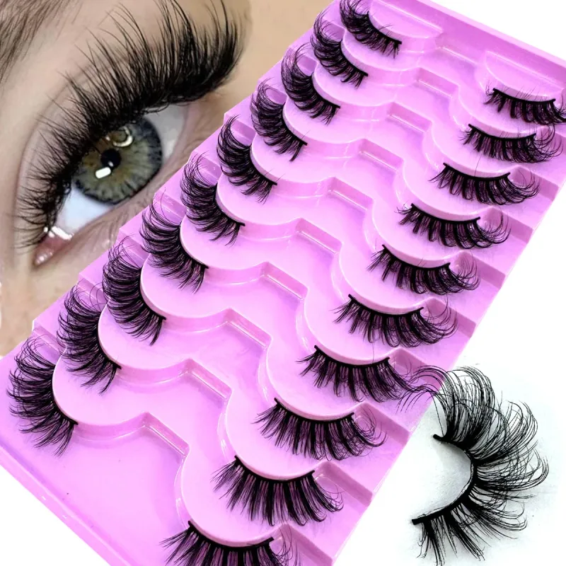 Demi-Cils 10 paires Demi-Cils doux naturel Cils yeux de chat outil de maquillage Faux Cils Extension moelleux Faux Cils — image 12