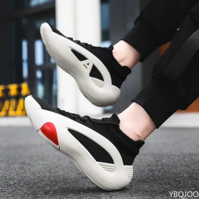 Spring and Autumn New Elastic Socks Men's Shoes Mid Top Breathable Thick Bottom Casual Large Size Men's Designer Shoes — image 8