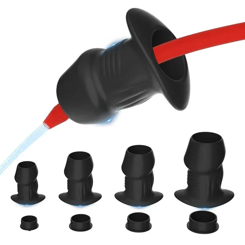 Hollow Silicone Anal Bead Butt Plug Anus Dilator Tunnel Expansion Enema Prostate Massage Sex Toys for Women Men Masturbation — image 1
