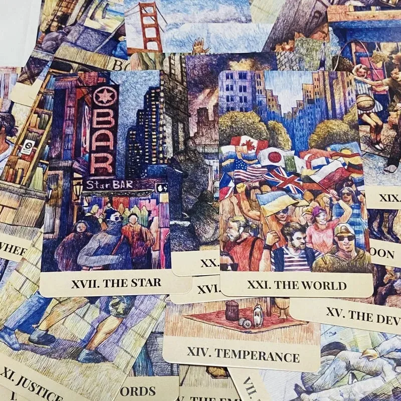 City Labyrinth Tarot Cards 78 Deck English Board Games Selfcare for Tarot Readings Vibrant Easy Deck Fortune Telling Game — image 5
