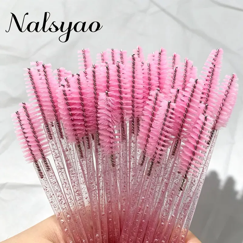 50pcs Disposable Eyelash Brushes Extension Crystal Eyebrow Brush Mascara Wand Eye Lashes Cosmetic Tool Set Makeup Beauty