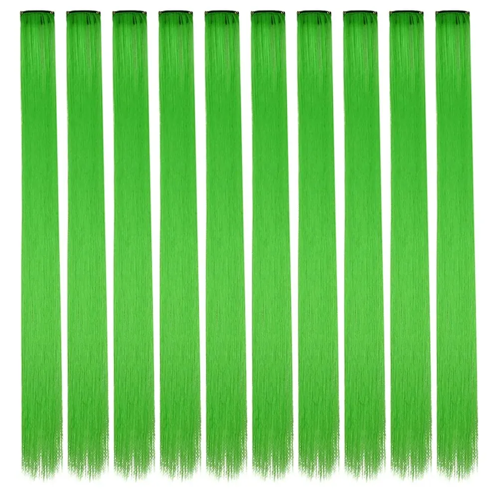 10PCS/Pack Colored Party Highlights Clip in Hair Extensions for Girls 22 Inches Omber colors Straight Hair Synthetic Hairpieces — image 11