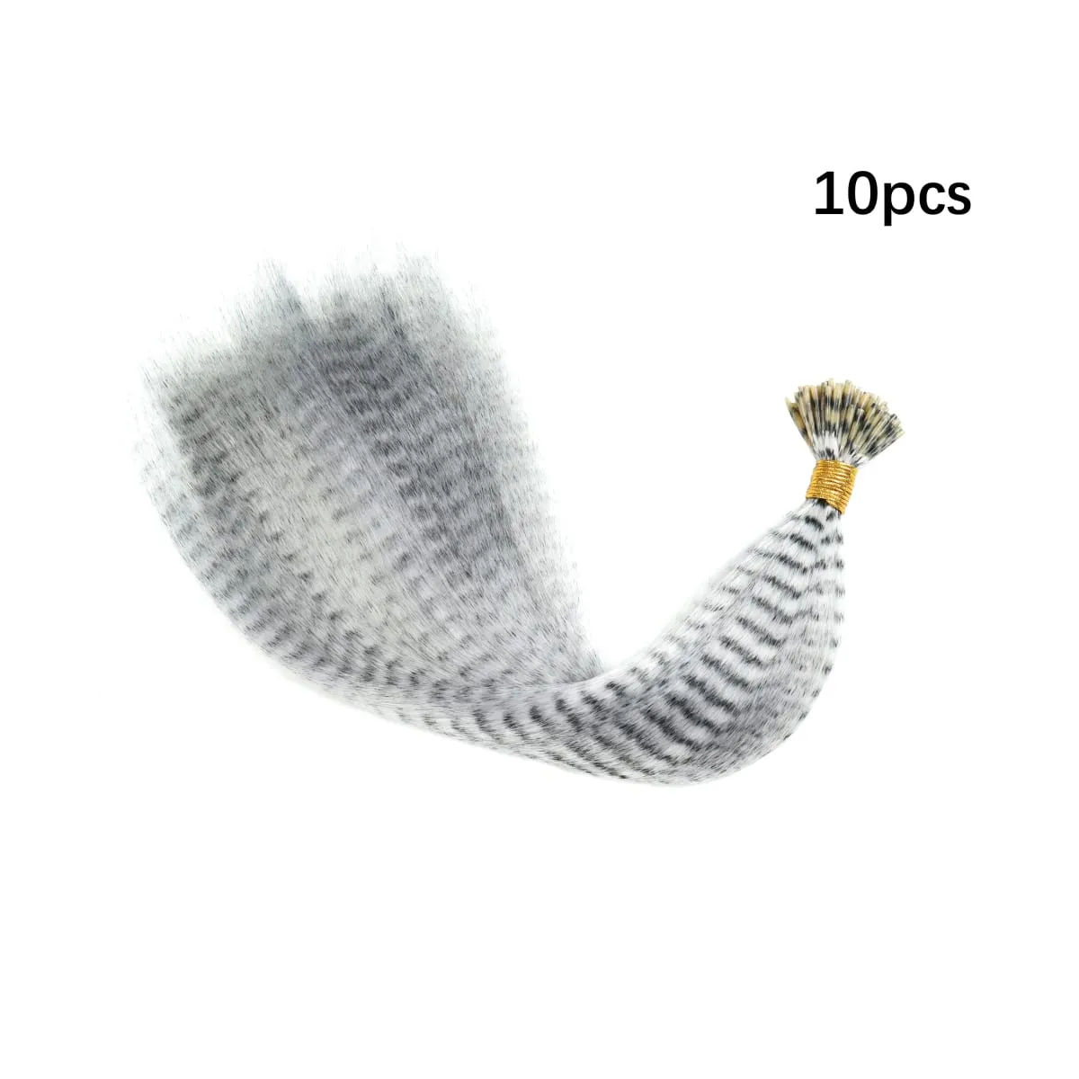 Colored Strands for Hair Feather Extension 10 Pieces I Tip Synthetic Hairpiece Fake Hair Zebra Line Feather Hair Extensions — image 14
