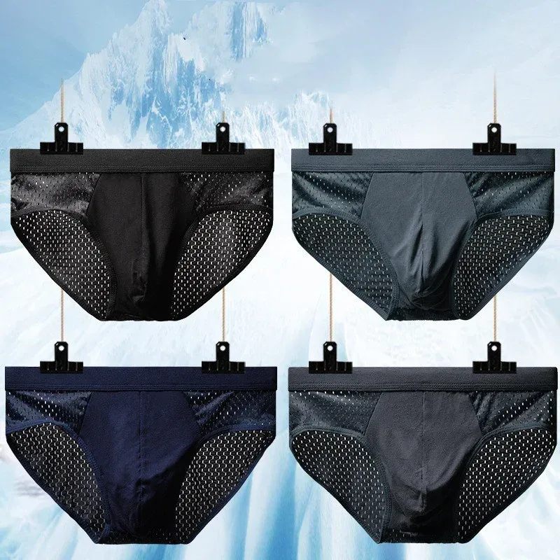 Panlalaking Ice Silk Underwear Briefs Breathable Underwear Bamboo Carbon Fiber Anti-Bacterial Comfortable Hollow Underwear Pantalon Malamig — image 8