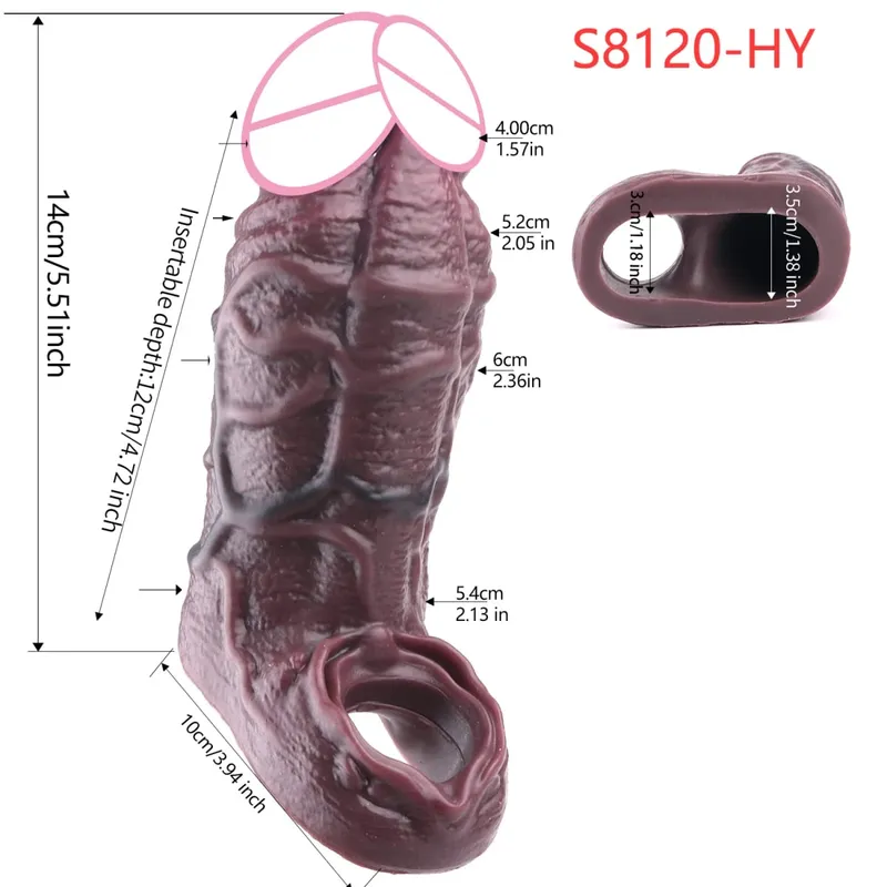Close Head Realistische Penishülle Sexspielzeug für Männer Verzögerung der Ejakulation Dick Extender für Paare Sex Vergnügen Sexshop — image 20