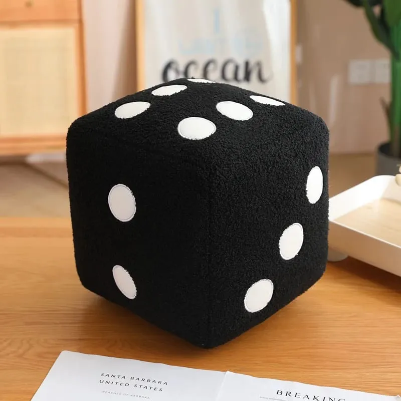 8/25cm Stuffed Mahjong Dice Plush Pillow Soft White Black Back Support Plushie Interactive Indoor Game Instrument Gift — image 13