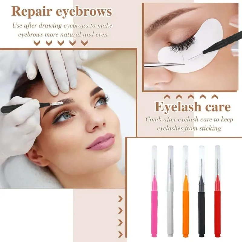5/10/50PCS Mini Eyebrow Brush Brow Perm Brush Disposable Brow Lifting Brushes Bendable Micro Eyelash Brush Applicators Tools — image 4