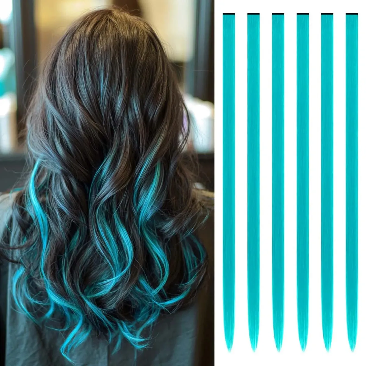 6 pçs extensões de clipe sintético 24 Polegada extensões de cabelo colorido destaques festa longo em linha reta hairpieces para mulheres crianças menina — image 15