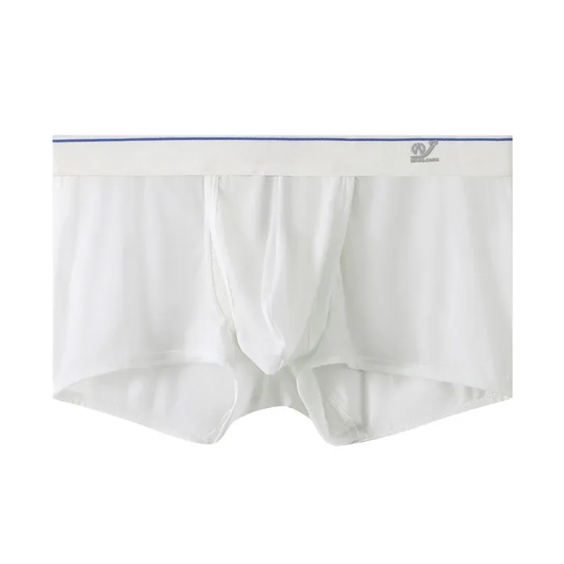 1 PCS Ice Silk Space Capsule Underwear Men's Compartment Solid Summer Breathable Ultra-thin Boxers Shorts Transparentes Hombre