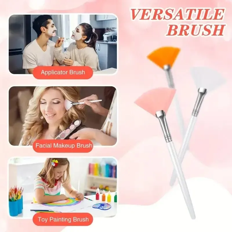 3/6/12pcs Fan Brush Facial Mask Brushes Multi Use Soft Fan Face Makeup Brush Acid Applicator for Women Girls Cleansing Tools