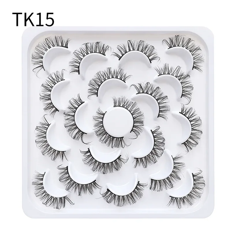 10 Pairs Russian DD Curl Bulk Fluffy Strip Lashes Natural Soft False Eyelashes Reusable Handmade Eye Lashes for Daily&Party