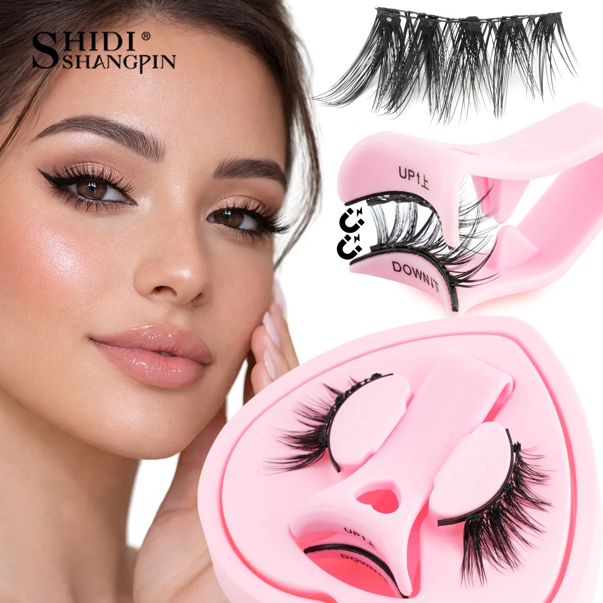 Magnetic Eyelashes 1Pair No Glue Needed 3D Natural Wispy Fake Lashes With Clip Reusable Women Beauty Eye Makeup — image 2