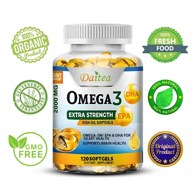 Omega 3 Fish Oil Supplement - 2000 Mg Pure EPA DHA Omega 3 Supplements Nerves and Joints for Women and Men 120 Capsules — image 1