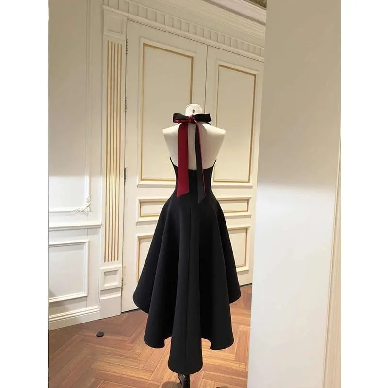 Francie Elegantní černé Patchworkové šaty s dlouhým ramínkem Party Styl Dámské Jemné Y2k Vintage Bodycon Jaro Léto 2026 — image 3