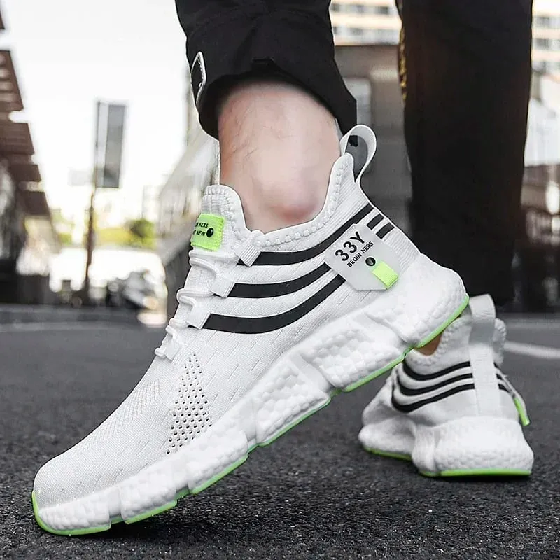 Men's Sneakers Mesh Breathable Running Shoes Male Light Non-slip Classic Sports Casual White Shoes Women Couple Tenis Masculino — image 4