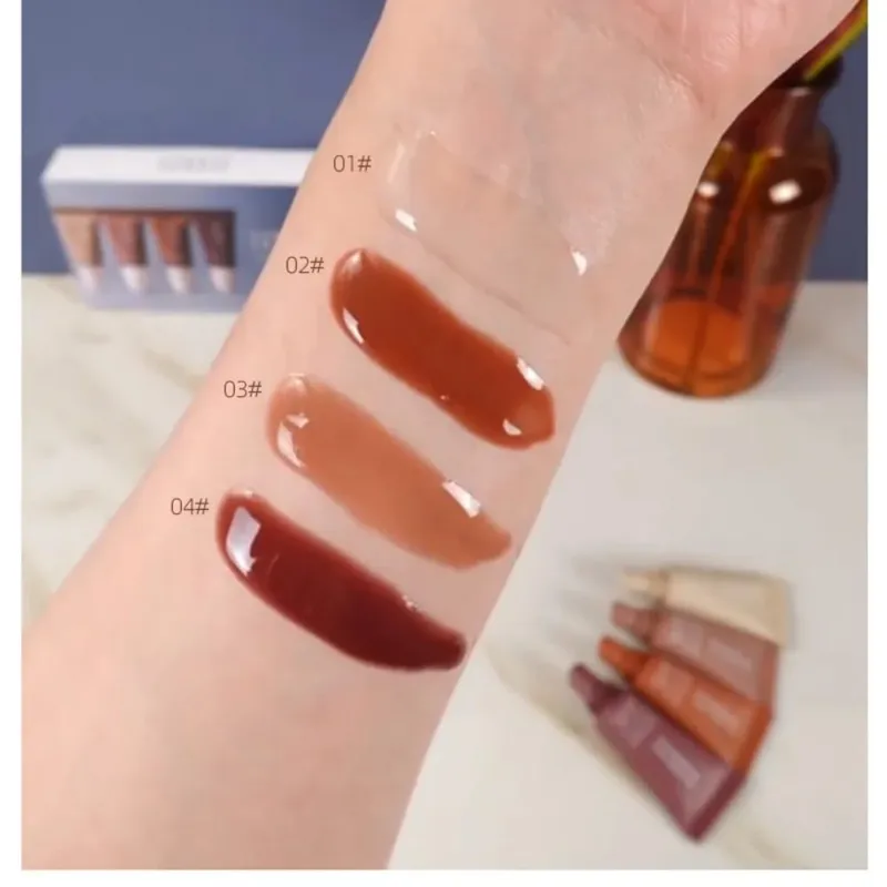 Vanilla Beige Lip Balm Moisturizing Transparent Lipstick Set Smooth Soft Tube Mirror Lip Gloss Lip Makeup — image 4