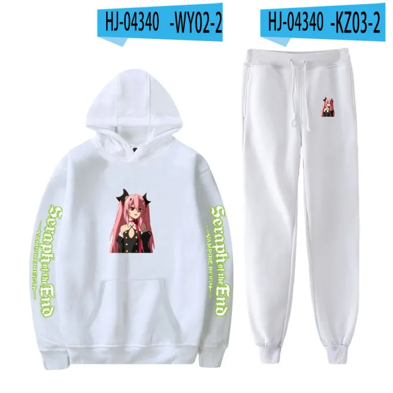 Harajuku cómodo Seraph of the End estampado sudadera pantalones de chándal traje sudaderas con capucha + pantalones traje niños/niñas conjunto de 2 piezas ropa — image 28