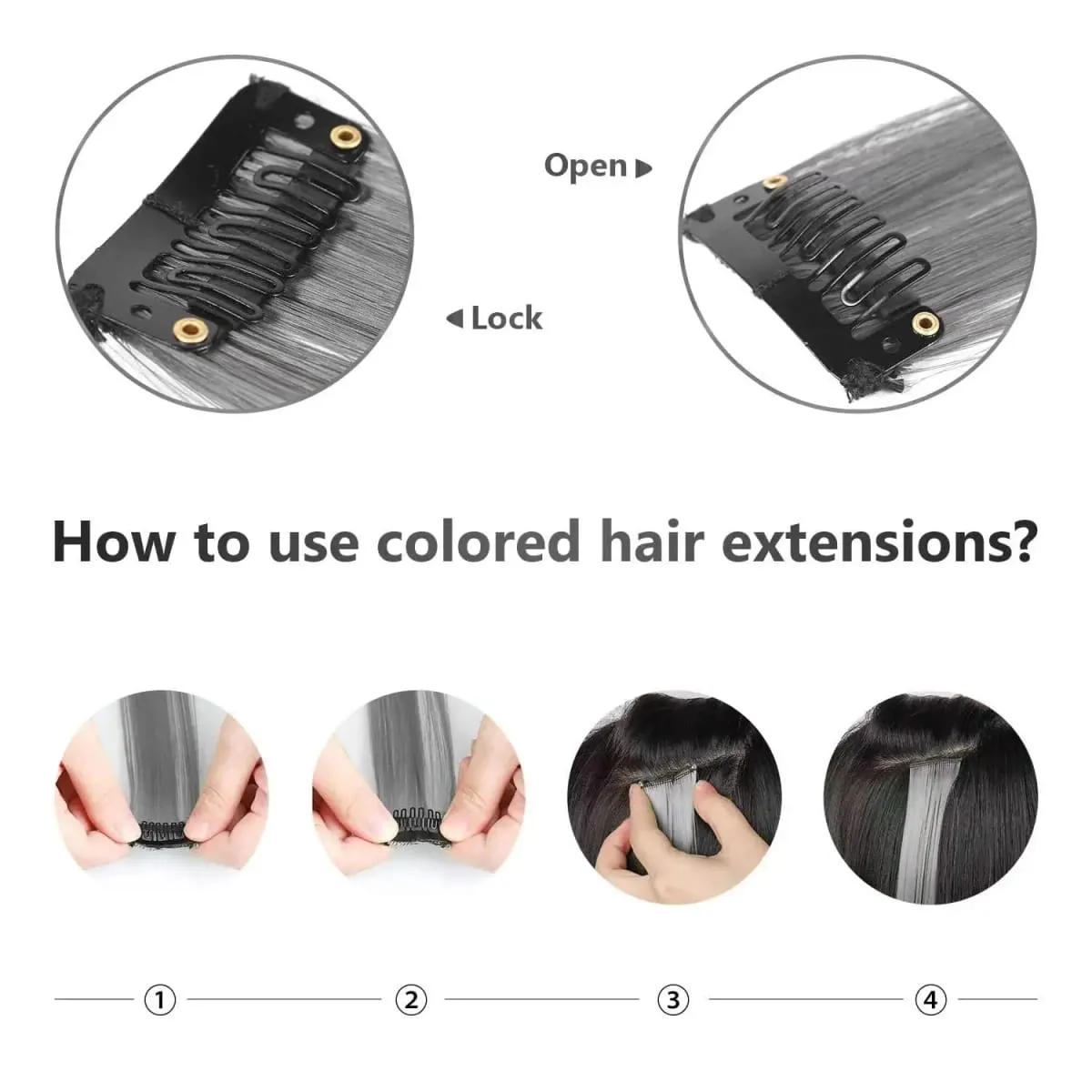 10Pieces 22 inch Colored Hair Extensions Multi-colors Party Highlights Clip in Synthetic Hair Extensions — image 7