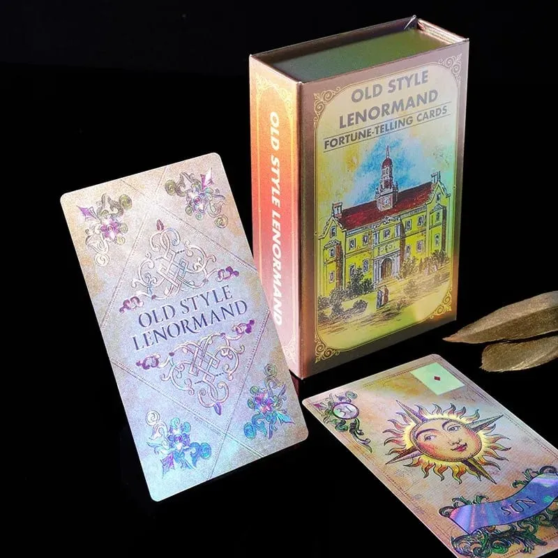 Κάρτες Oracle Lenormand Old Style 12*7 εκ. PVC χρυσό φύλλο μαντείας για αρχάριους και επαγγελματικό σχέδιο παλιού στυλ — image 8