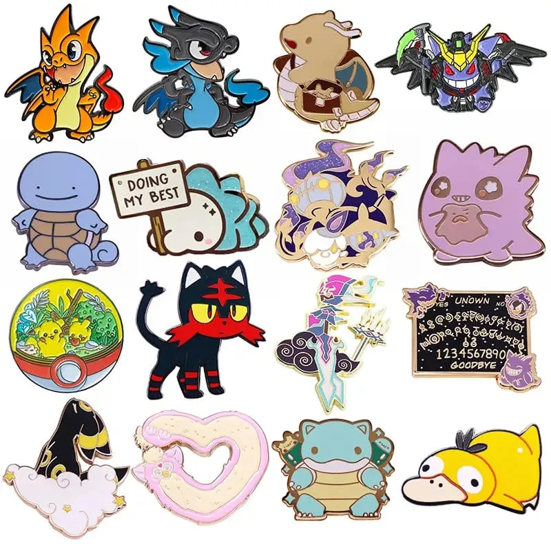 Pokemon Enamel Pin Gengar And Pikachu Lapel Pins for Backpacks Bread Badges Medal Brooch for Clothes Jewelry Gifts for Friends — image 1