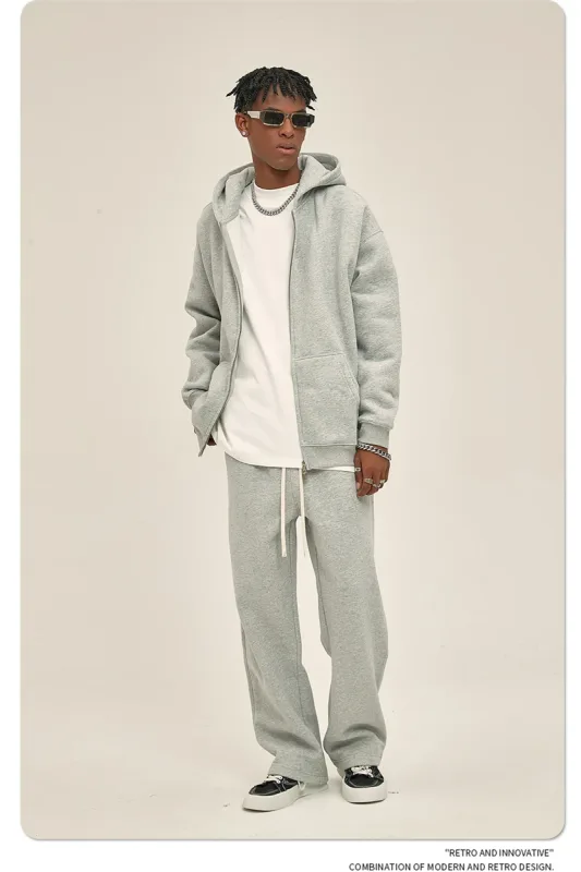New Men Double Headed Zipper Fleece Hoodies Unisex Loose Basic Solid Warm Hooded Sweatshirts Coats For Winter HY0633 — image 32