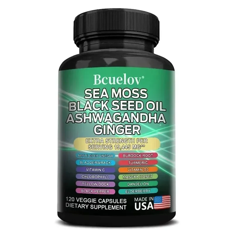 All in One อาหารเสริม Sea Moss Black Seed Oil Ashwagandha Ginger Enhanced Immunity & Energy 120 แคปซูล — image 9