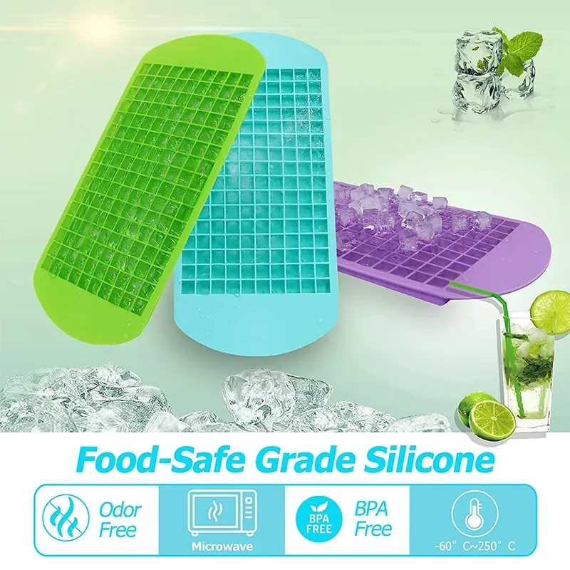 Silicone Mini Ice Cube Trays 160 Crushed Ice Cube Molds Easy Release Small Ice Cube for Chilling Whiskey Cocktail JT42