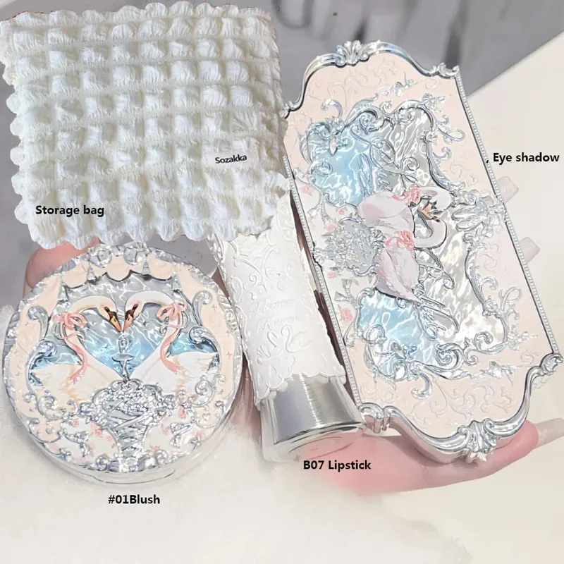 Flower Knows Makeup Set Box Full Swan Bear Garden Collection Embossed Blush Shine Lipstick Kit Foundation All in Maquiagem Kit